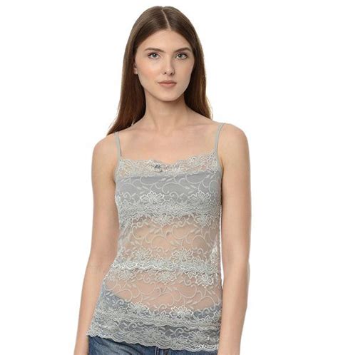 Buy Da Intimo Removable Padded Floral Lace Camisole Grey Online