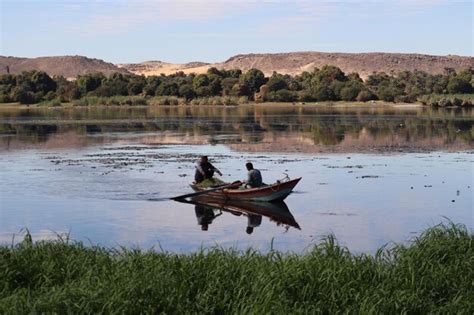 Barco Tradicional Local Navegando No Rio Nilo Em Aswan Egito Foto