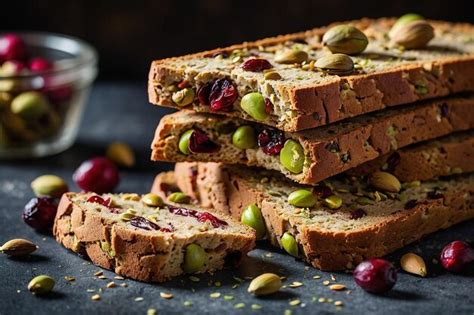 Premium Photo Stack Of Cranberry Pistachio Biscotti