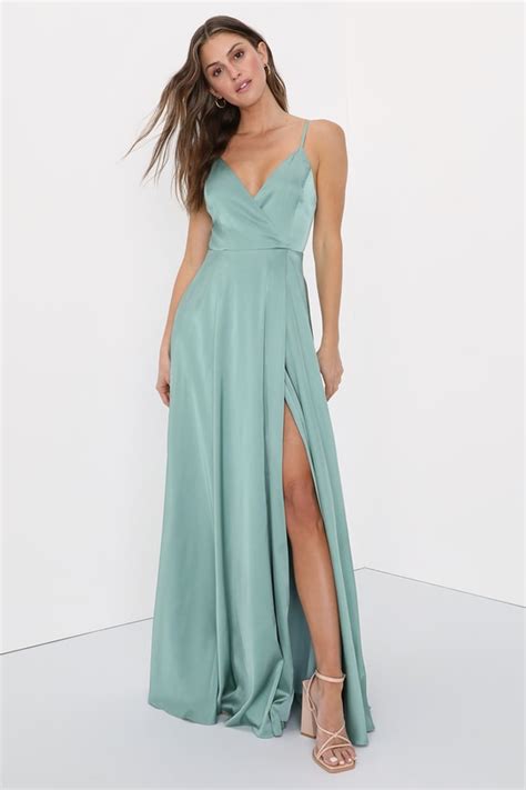 Lulus Ode To Love Sage Green Satin Maxi Dress Modesens