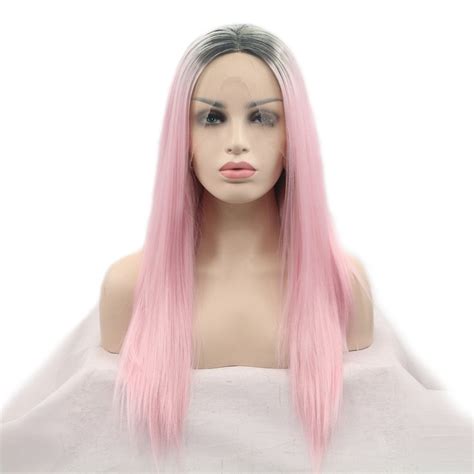 Amazon Silky Straight Wig Blonde Pink Ombre Synthetic Lace Front