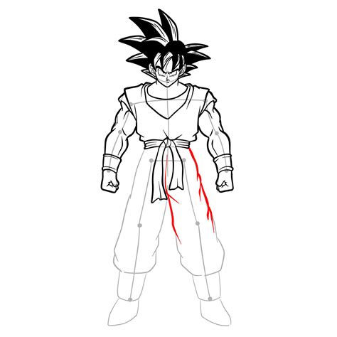 How to Draw Base Goku from Dragon Ball Step-by-Step | SketchOk