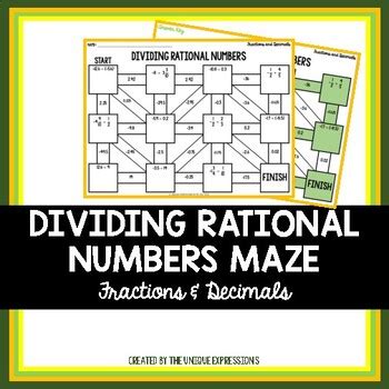 Dividing Rational Numbers Maze Activity By The Unique Expressions