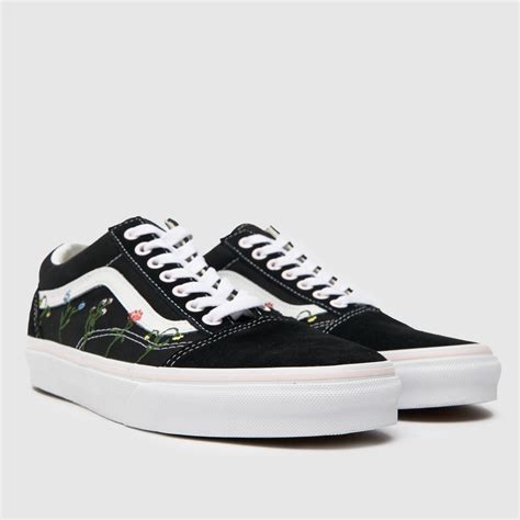 Womens Black Vans Wildflower Old Skool Trainers Schuh