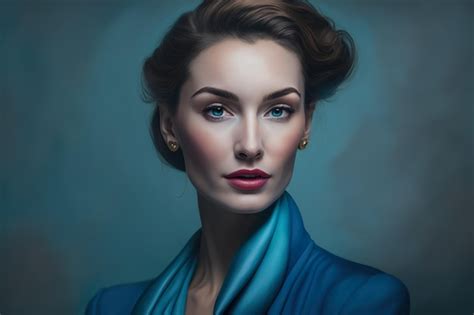 Premium Ai Image The Lady In Blue Effortlessly Chic Woman With A