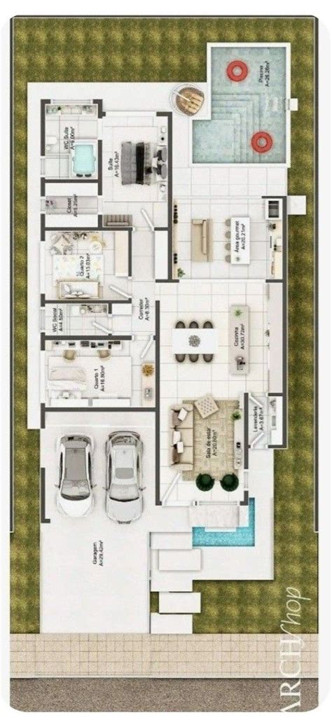 A Floor Plan For A House With Two Cars Parked In The Driveway