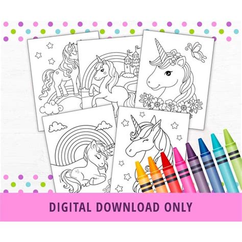 5 Unicorn Coloring Pages, Unicorn Printables, Unicorn Games, - Inspire ...