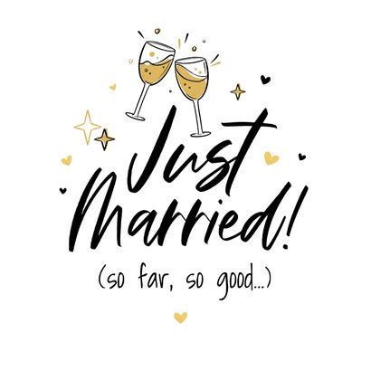 Felicitatiekaart Just Married Humor Champagne Kaartje Go