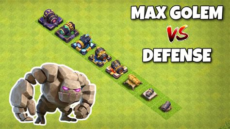 Max Golem Vs All Level Defense Formation Clash Of Clans YouTube