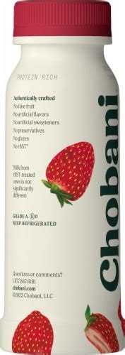 Chobani Strawberry Low Fat Greek Yogurt Drink 7 Fl Oz Fred Meyer