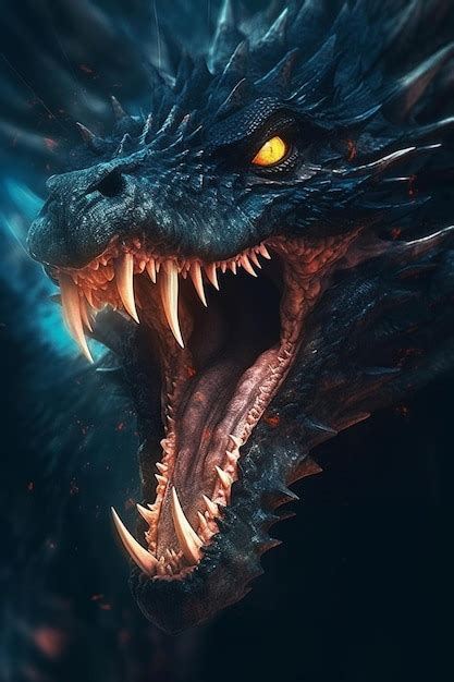 Premium Ai Image A Close Up Of A Dragon With Its Mouth Open And