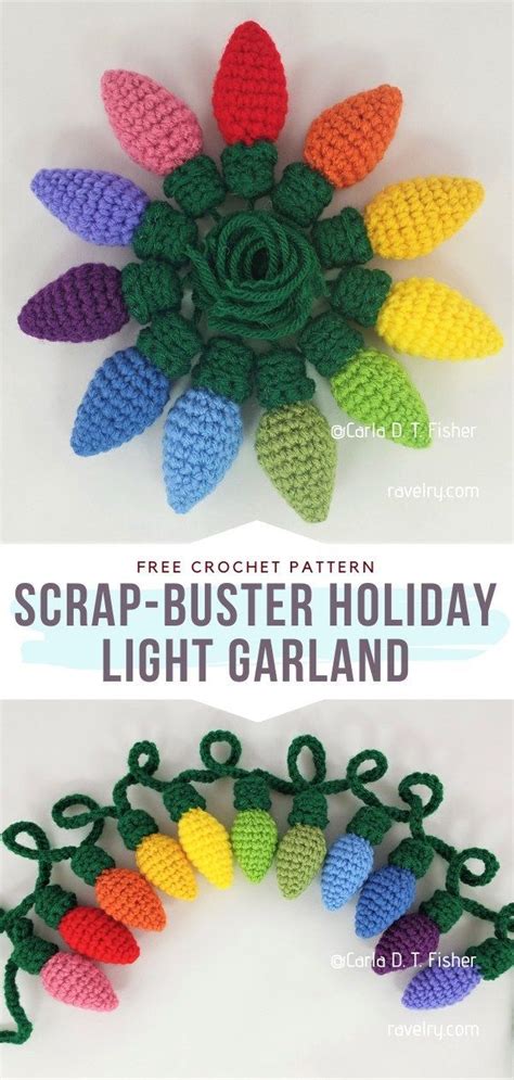 How To Crochet Scrap Buster Holiday Light Garland Arzya