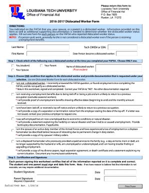 Fillable Online Latech Dislocated Worker Form Fax Email Print