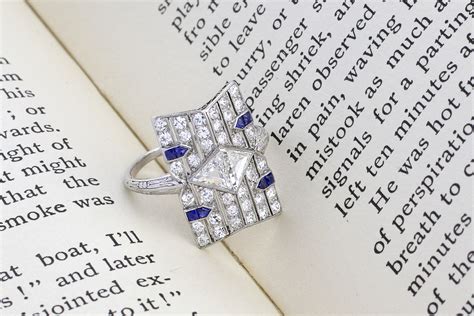 Art Deco Diamond and Sapphire Ring - FD Gallery