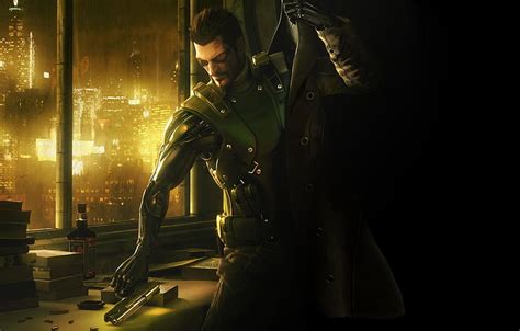 Gun Cloak Adam Jensen Square Enix Deus Ex Adam Jensen Hd Wallpaper