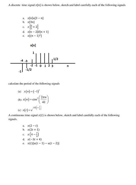 Solved A Discrete Time Signalx N Is Shown Below Sketch And Chegg