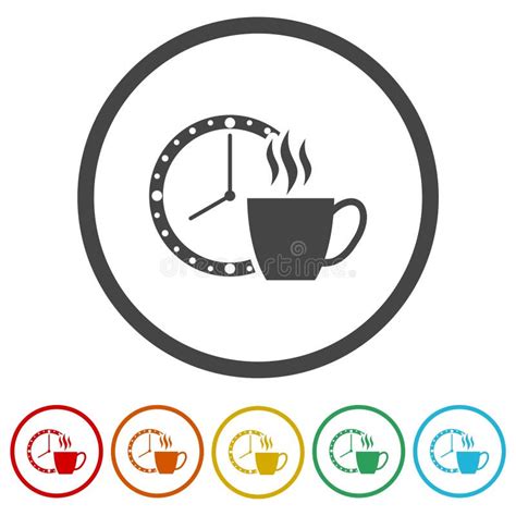 Coffee Break Icon Set Icons In Color Circle Buttons Stock Vector