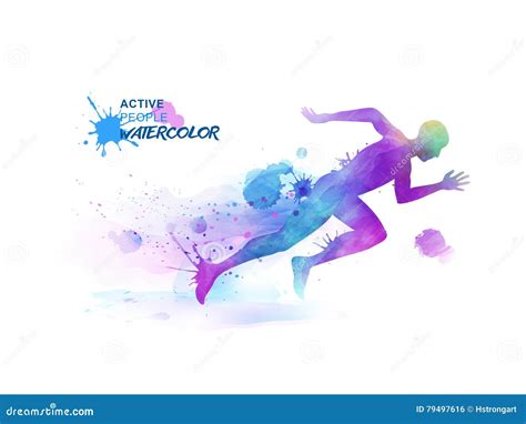 Watercolor Running People Stock Vector Illustration Of Paintbrush