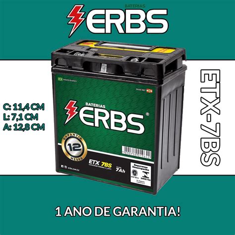 Bateria Moto Erbs Ah Etx Bs Escorrega O Pre O