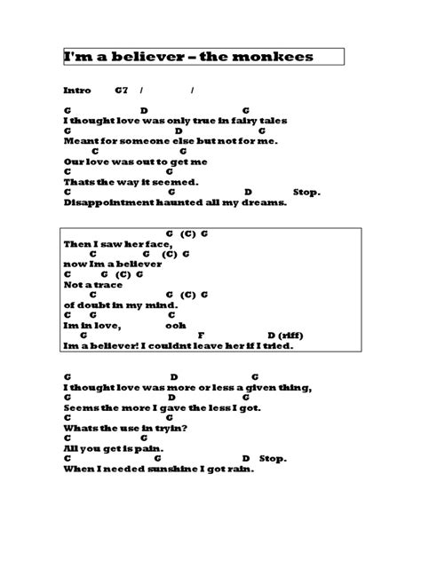 I'm a Believer (Chords & Lyrics)