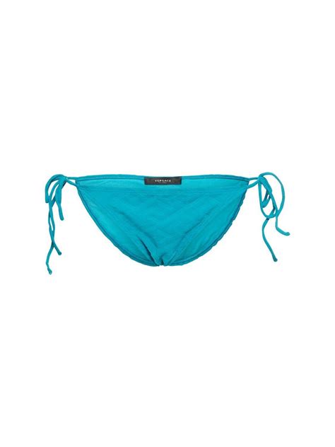 Versace Monogram Terry Cloth Bikini Bottoms In Blue Lyst