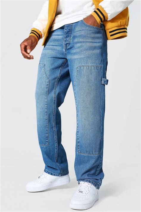 Mens Relaxed Fit Rigid Worker Jeans Boohoo Uk