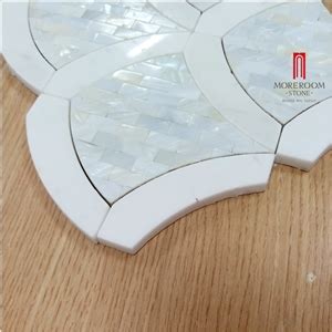 Water Jet Bianco Carrara White Marble With Shell Mosaic Tile For Wall