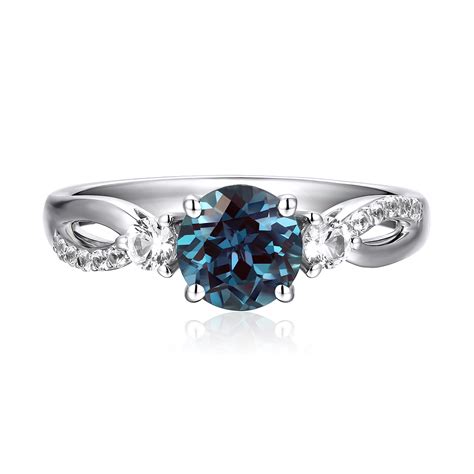 Lab Created Alexandrite White Sapphire Ring In Sterling Silver