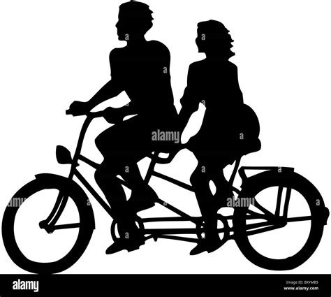 Tandem Couple Silhouette Black And White Stock Photos And Images Alamy