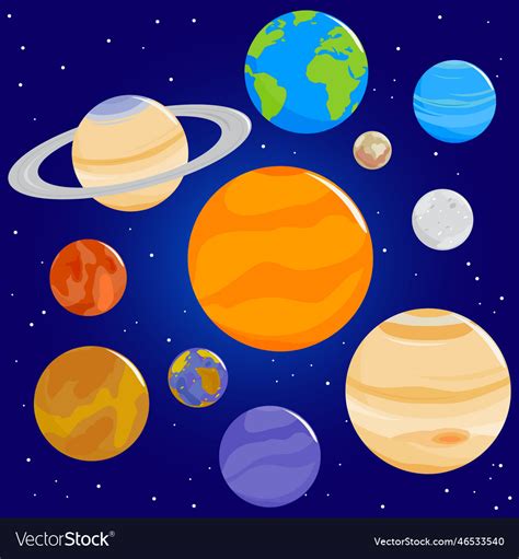 Planets Of Solar System In The Sky Royalty Free Vector Image