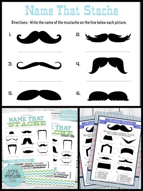 Printable Mustache Bash Game Baby Shower Ideas