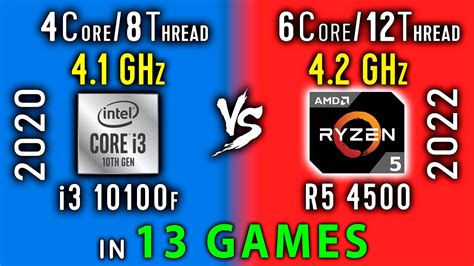 I3 10100f Vs Ryzen 5 4500 Test In 13 Games Or R5 4500 Vs I3 10100 Youtube