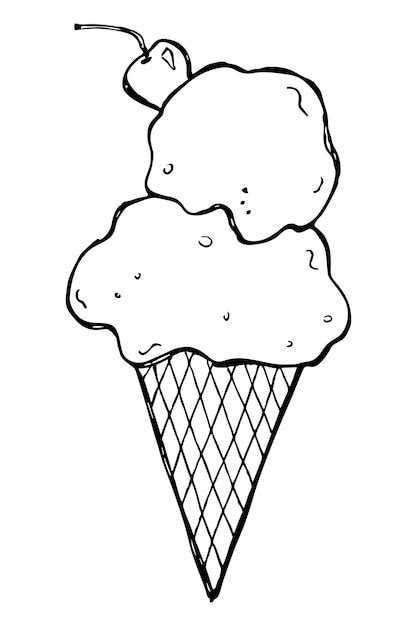 Premium Vector Vector Hand Drawn Ice Cream Illustration Cute Sundae