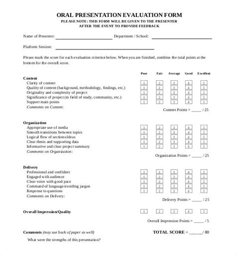 FREE 14 Sample Presentation Evaluation Forms In PDF MS Word Excel