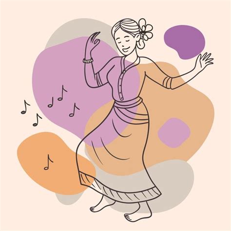 A Drawing Of A Woman Dancing With A Music Notes In The Background