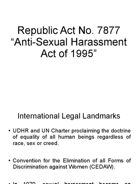 Republic Act No 7877 Anti Sexual Harassment Act Of 1995 Pdf