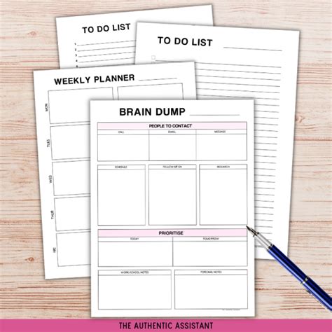 Brain Dump Printable Set The Authentic Assistant