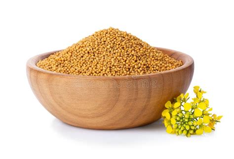 Mustard Seeds In Wooden Bowl Stock Image Image Of Condiment Object