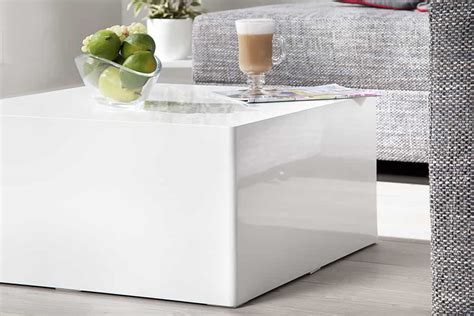 Puristischer Design Couchtisch Monobloc L Wei Hochglanz Quadratisch