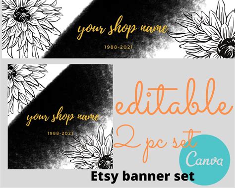 Etsy Shop Banner, Floral Banner Set, Etsy Shop Graphics, Editable ...