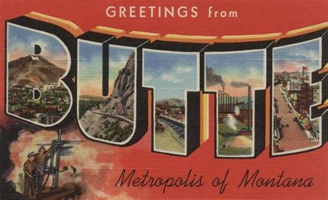 Greetings From Butte Montana Vintage Halftone Art Prints Wood