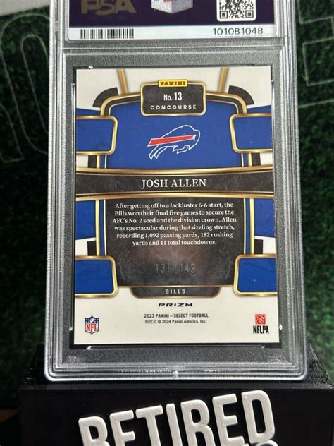 2023 Panini Select Josh Allen Maroon Prizm 149 SP Buffalo Bills PSA 10