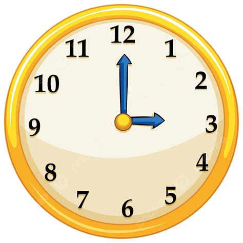 Yellow Round Clock With Blue Needles Needle Digit Accessory Vector