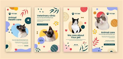 Free Vector Flat Design Veterinary Clinic Instagram Stories