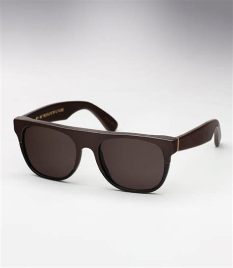 Super Flat Top Small Leather And Acetate Sunglasses