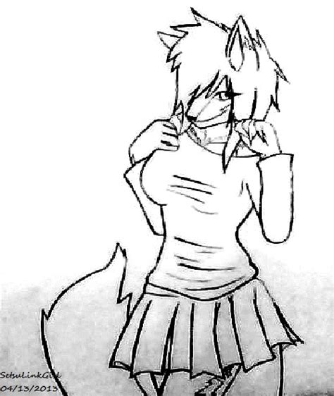 Wolfgirl Lineart By Setsulinkgirl On Deviantart