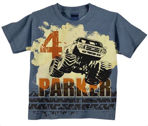 Boys Monster Truck Shirt Personalized Birthday T Shirt Boys Etsy