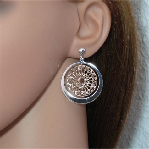 Boucles D Oreilles En Argent Rhodi Et Ros Ref