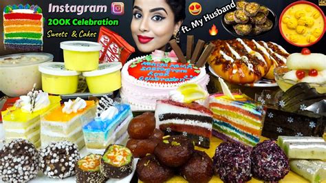 Asmr Eating Rasmalai Rasgulla Gulab Jamun Chocolate Ice Cream Cake