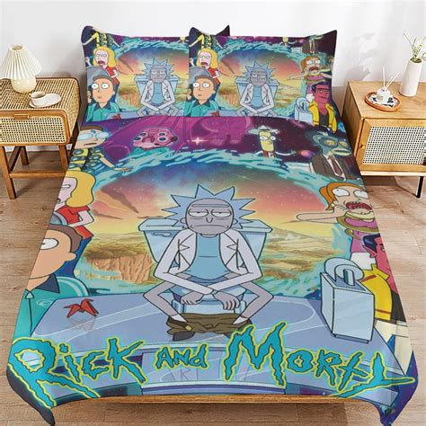 Rick And Morty Bedding Sets Cute Bed Cover Anime Cartoon 3d Printed Lightweight Room Decor Sets